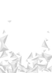 Silver Shard Background White Vector. Crystal Futuristic Card. Greyscale Elegant Backdrop. Triangular Clean. Hoar Polygon Template.