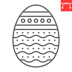 Easter egg line icon, celebration and holiday, easter egg vector icon, vector graphics, editable stroke outline sign, eps 10.