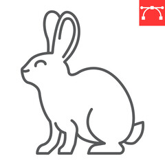 Obraz premium Rabbit line icon, hare and easter holiday, bunny vector icon, vector graphics, editable stroke outline sign, eps 10.