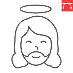 Jesus christ line icon, religious and easter, jesus vector icon, vector graphics, editable stroke outline sign, eps 10.