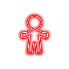 A simple neon red human contour isolated on white