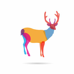 Abstract flat deer isolated on a white backgrounds. Design element. Vector illustration