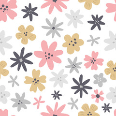 Fototapeta premium vector cute pattern with little boho flowers