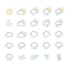 Weather forecast icons set