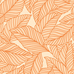 Elegant seamless pattern with delicate leaves. Vector Hand drawn floral background.