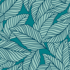 Elegant seamless pattern with delicate leaves. Vector Hand drawn floral background.