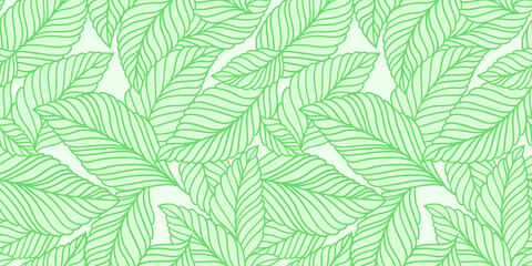 Fototapeta premium Elegant seamless pattern with delicate leaves. Vector Hand drawn floral background.