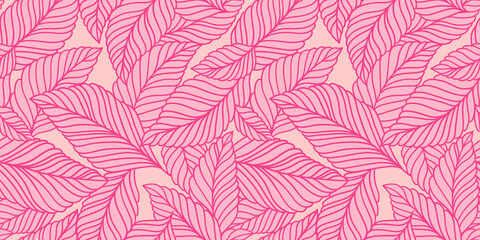 Elegant seamless pattern with delicate leaves. Vector Hand drawn floral background.