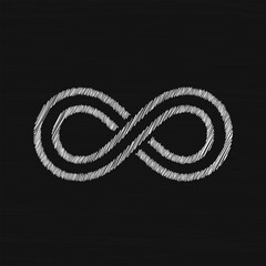 Infinity white sketch vector icon. Trendy flat design style