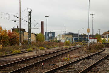 Obraz premium railroad facility with partially rotted railroad