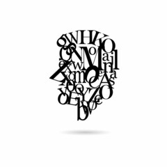 Typography man silhouette, vector illustration