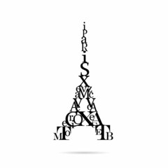 Typography Eiffel Tower, vector illustration