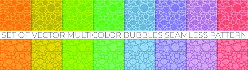 Set of vector multicolor bubbles seamless pattern
