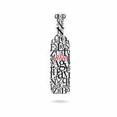 Typography bottle of wine, vector illustration