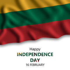 Lithuania Independence Day 16 January. Square Greeting card, banner with flag. 
