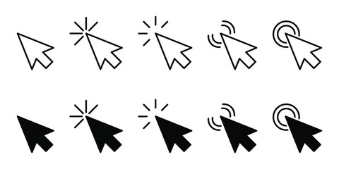 Cursor arrows icons, click vector icons.