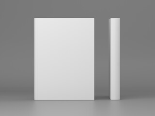 Photorealistic white hardcover diary notebook book mockup isolated on grey background, 3d render for design
