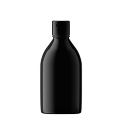 Round Black Plastic Bottle Cosmetic with Open Cap Isolated