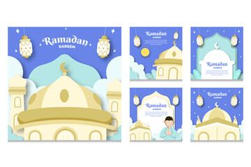 Ramadan kareem background in paper style