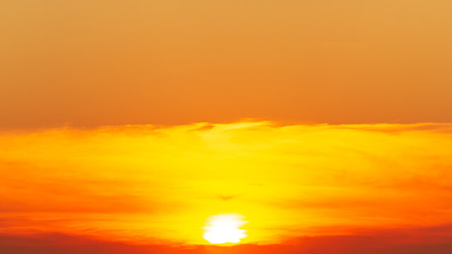 abstract orange cloudy sky and sun, nature background image