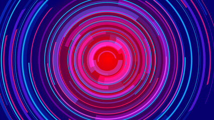 Abstract circle blue purple neon future technology background.