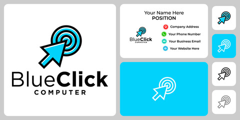 Click mouse logo design with business card template.