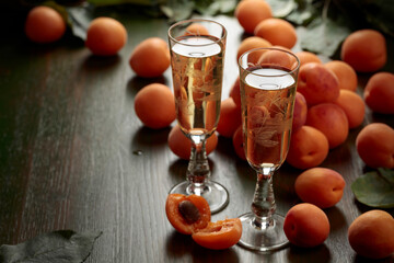 Apricot liquor with fresh fruits.