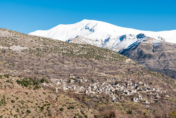 Syrrako village on a beautiful day, at Tzoumerka mountains, Ioannina, Epirus, Greece