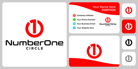 Number 1 circle logo design with business card template.