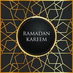 Luxury black background with gold islamic ornament