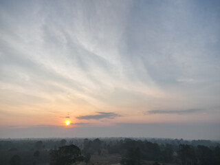 Colorful clouds and blue sky with the sunset for nature textured background