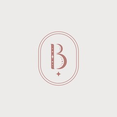 Letter "B" vector symbol. Elegant, minimalist logo. Astrology, magic, psychology, jewelry. Alphabet element.