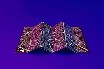 3D render of map city. Digital web map city of San Luis