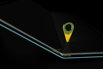 3D render of map city. Digital web map city.