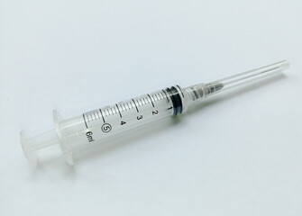 5 ml volumetric syringe on a white background.