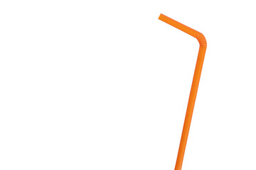 Drinking straw isolated on white background. Orange cocktail tube.