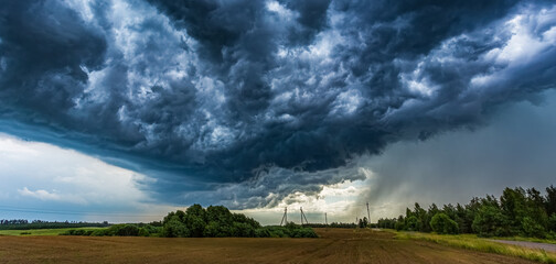 Dark thunder storm clouds, summer, climate change concept