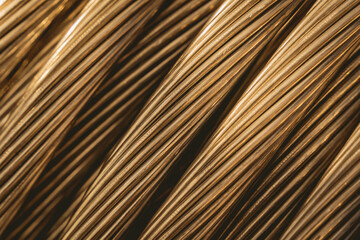 Background of wooden coils of electric cable outdoor.