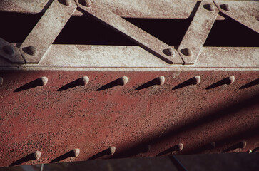 Metal industrial old rusty railroad train platform