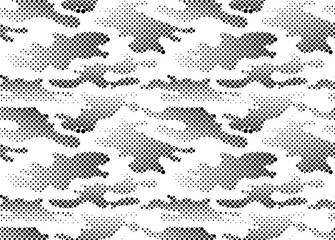 Seamless Camouflage halftone abstract pattern, Military Camouflage repeat pattern design for Army background, printing clothes, fabrics, sport jersey texture, wallpaper and wrapping paper print - obrazy, fototapety, plakaty