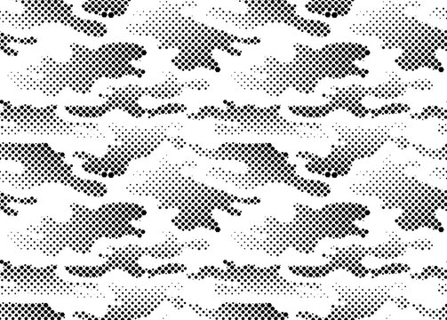 Seamless Camouflage halftone abstract pattern, Military Camouflage repeat pattern design for Army background, printing clothes, fabrics, sport jersey texture, wallpaper and wrapping paper print
