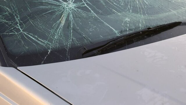 Broken Windscreen Cracked Glass Windshield Damaged Vehicle 