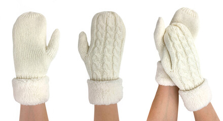 Mittens worn on a girl's hand