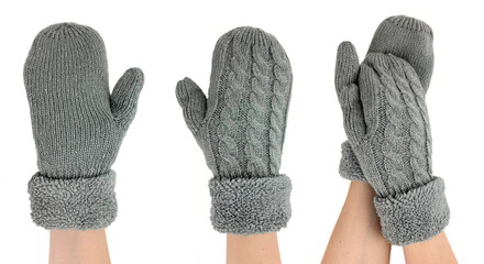 Mittens worn on a girl's hand