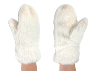 Mittens worn on a girl's hand