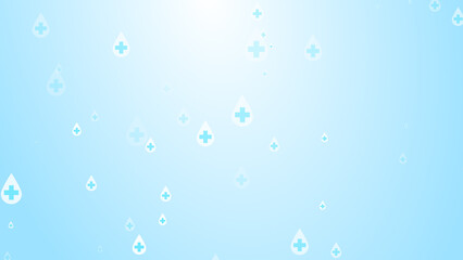 Medical health cross white on blue sanitizer drop pattern background. Abstract healthcare clean and Hygiene concept.
