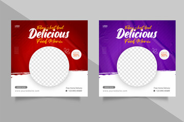 Food social media promotion and  banner post design template