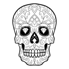 Vector black and white Sugar Skull illustration