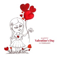 Beautiful cute little kid girl for harts valentines day card background