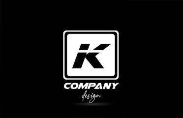 square K alphabet icon letter logo with black and white design. Creative template for company and business